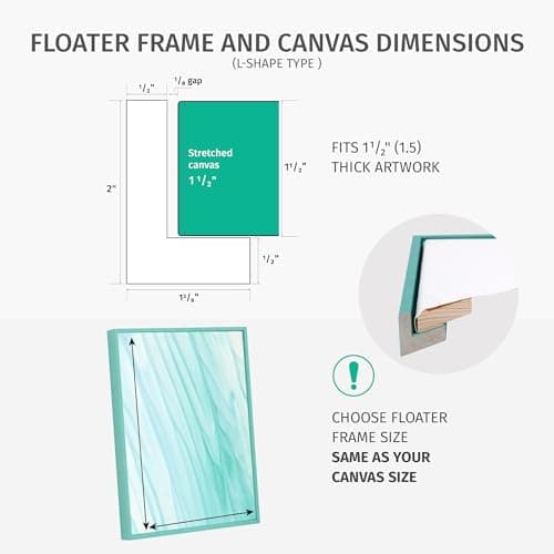 PIXY CANVAS Floater Frame 16x20 for 1-1/2 (1.5) inch Deep Canvas Paintings/Canvas Prints/Wood Canvas Panels/Wall Art/Wall Decor/Home Decor/Artwork (White, 16 x 20 inch, Portrait) — view 3