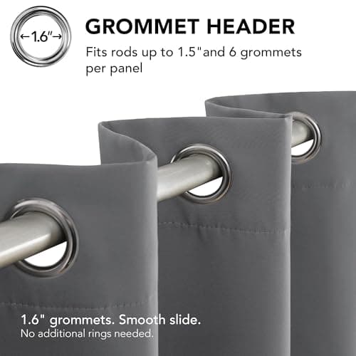 Deconovo Blackout Room Darkening Thermal Insulated Curtains, Energy Efficient & Noise Reducing Grommet Window Drapes for Bedroom, Living Room, Nuresrey, Kids Room, 42x84 Inch, 2 Panels, Light Grey — view 7