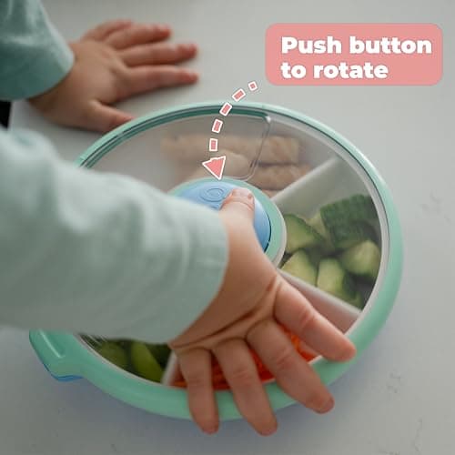 GoBe Kids Small Snack Spinner Slide - Reusable Snack Container with 4 Compartment Dispenser and Lid | BPA/PVC Free | Dishwasher Safe | No Spill - Travel Accessories (Twinberry) — view 6