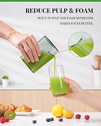GDOR Juicer Machine, Electric Centrifugal Juicer with Titanium Enhanced Cut Disc, Dual Speeds with 2.5" Feed Chute, for Fruits and Veggies, Anti-Drip, Includes Cleaning Brush, BPA-Free Black — view 4