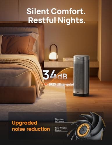 DREO Space Heaters for Indoor Use, Fast Heating Portable Heaters with Remote, Large PTC Ceramic Electric for Bedroom, 12H Timer, 70° Oscillation, Overheat Protection, 1500W Safety Heat for Home Office — view 2