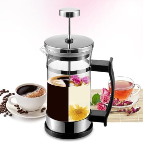 INOOMP 600ml Stainless Steel Manual Coffee Press Pot with Double-layer Heat Resistant Design, Multi-function Coffee Infuser and Easy to Wash Filter Teapot for Home Brewing — view 6