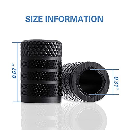 CKAuto Tire Valve Stem Caps, Black, 4 pcs/Pack, Anodized Aluminum Tire Valve Cap Set, Corrosion Resistant, Universal Stem Covers for Cars Trucks Motorcycles SUVs and Bikes — view 3