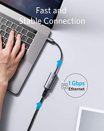 Anker USB C to Ethernet Adapter, Portable USB C Type-C 1-Gigabit Network Hub, 10/100/1000 Mbps,Network Adapter for MacBook Pro, iPad Pro 2019/2018, ChromeBook, XPS, Galaxy S9/S8, and More — view 2