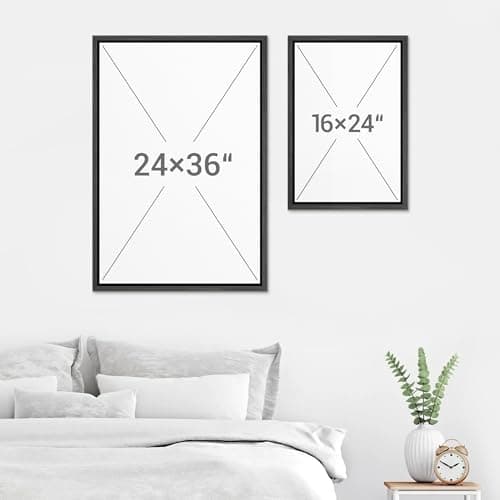 SIGNWIN Framed Canvas Print Wall Art Set Geometric Tan Pastel Color Field Landscape Abstract Shapes Cozy Neutral Modern Art Minimalism Decorative for Living Room, Bedroom, Office - 24"x36"x2 Black — view 5