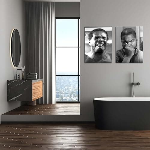 Framed Funny Bathroom Canvas Wall Art Set of 2 - Black and White Vintage Comedy Movies Posters, Funny Toilet Humour Smell Wall Decor Prints for Bathroom Decor 12x16in — view 8
