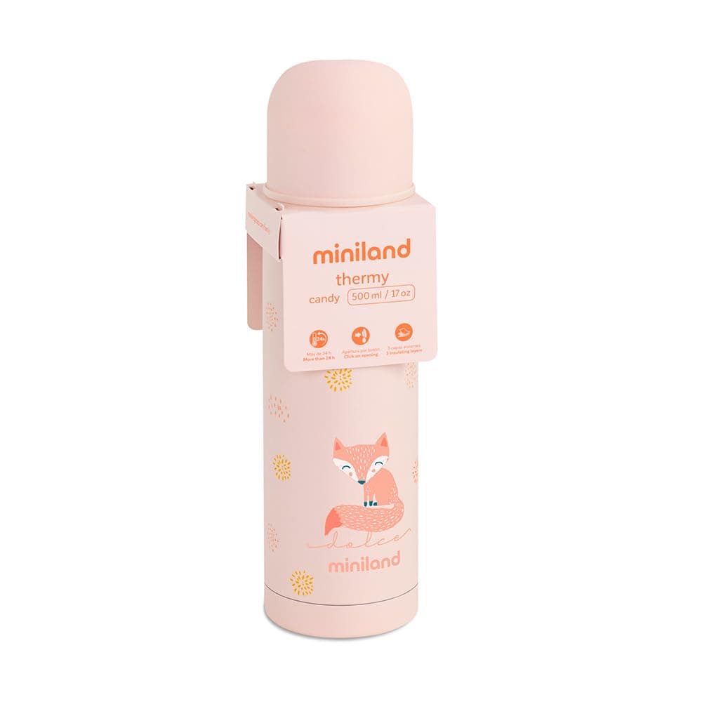 Miniland Termo Bebé para Líquidos 500 ml de Acero Inoxidable, Mantiene Temperatura más de 24h Frío y Calor, Cierre Hermético y Sistema Antigoteo | Candy — view 8