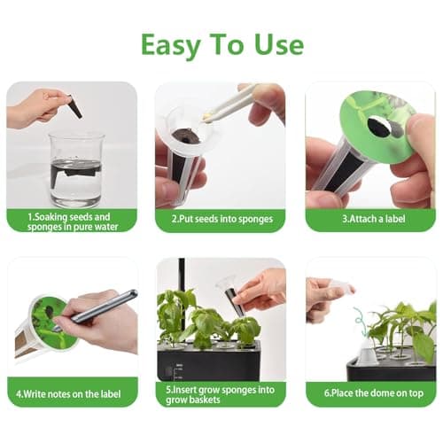 251PCS Seed Pod Kit for Aerogarden, Hydroponics Growing System for Garden Indoor, Grow Anything Kit for Hydroponics, 60 Grow Sponges, 60 Pod Labels, 15 Baskets, 15 Domes,100 Plant Labels, 1 Tweezers — view 6