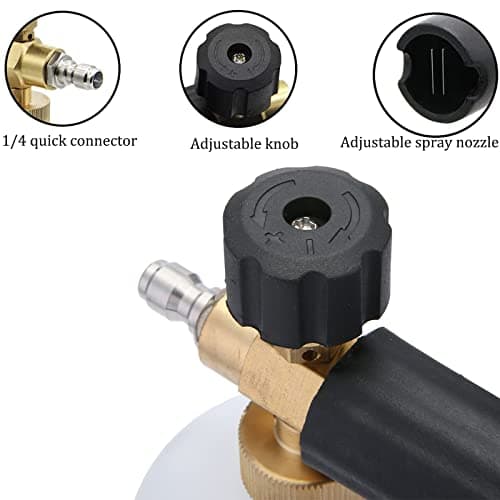 HOMINSPO Car Foam Cannon Pressure Washer with 5 Nozzle Tips Snow Foam Lance Jet Wash 1/4 Inch Quick Connector Car Wash Blaster for Pressure Power Washer Machine 1 Liter Capacity — view 3