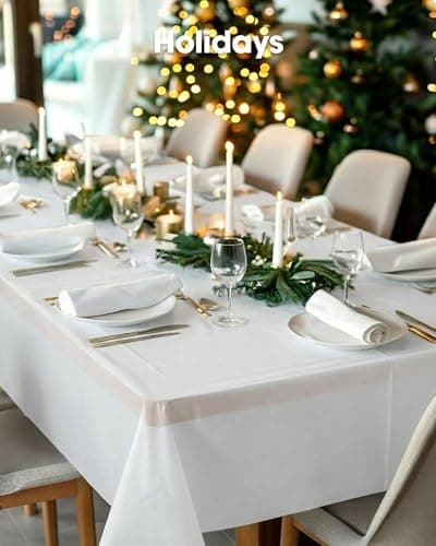 Pureegg Plastic Table Cloth 10 Pack, 54 x 108 Inch Disposable Table Cloths for Party, Picnic and Wedding, Rectangle, White — view 5