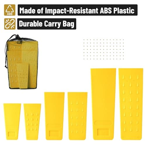 UNCO- Tree Felling Wedges with Spikes, 6 pcs, 5.5", 8" & 10", Yellow Wedges with Storage Bag, Splitting Wedge, Plastic Wedges for Tree Cutting, Logging Tools and Equipment, Chainsaw Wedges for Trees — view 2