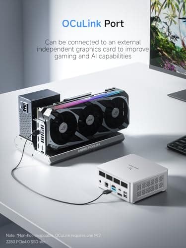 MINISFORUM UM880 Plus Mini PC AMD Ryzen 7 8845HS(8C/16T, up to 5.1GHz), 32GB DDR5 1TB PCIe4.0 SSD, HDMI+DP+USB4 Triple Outputs, OCuLink Port, 2.5G LAN, 5x USB Port, Radeon 780M Graphics Micro Computer — view 4
