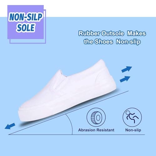 Harvest Land Toddler Slip-On Canvas Sneakers for Girls and Boys, Casual Kids Shoes - Lightweight, Breathable White Size US7 — view 6