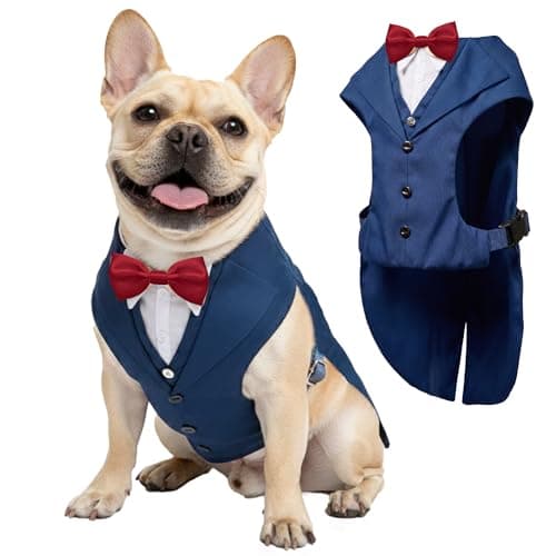 AVERYDAY Dog Tuxedo with Bow Tie for Wedding Outfit, Dog Suit Costume for Christmas Halloween Valentine’s Day, Adjustable Pet Tux Harness with Leash Ring, Formal Wear for Small Medium Large Dogs