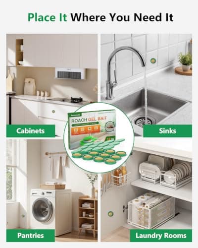 Roach Control Gel Bait Stations for Indoor Home Use, Long-Lasting Cockroach Killer & Deterrent, Fast Acting, Pet Safe Solution for Kitchen & Bathroom Infestations-12 Pack — view 3