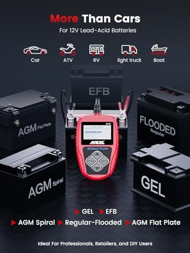 ANCEL BA101 Car Battery Tester, 12V Digital Automotive Alternator Meter Diagnostic Tool,100-2000 CCA Load Capacity, Charging & Cranking Analyzer for Truck, Boat, RV, Marine Vehicle, and More — view 4