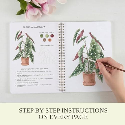 Beautiful Watercolor Book for Beginners - Guided Watercolor Painting Workbook w 12 Botanical Designs on Premium Paper - Relaxing Watercolor Activity Book for Adults & Perfect Art Gift for Women