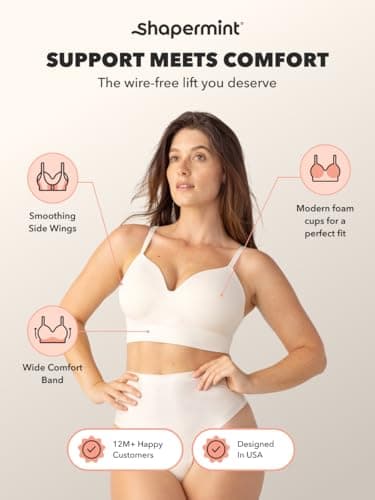 SHAPERMINT Seamless Wireless Bras for Women Full Support - Comfortable Bralette with Lift - No Underwire Soutien Gorge Femme - Plus Size Push Up Bra