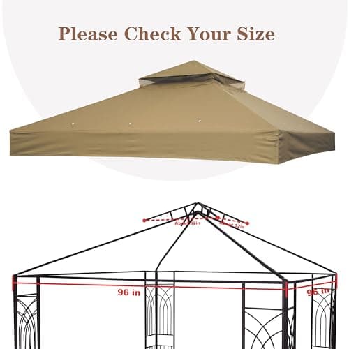 SCOCANOPY 8'x8' Gazebo Cover Replacement Canoy Top Compatible with Canadian Tire Living Crawford Gazebo, Fit for RONA 8x8 Gazebo #088-1067-8,Khaki — view 2