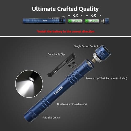 Lepro LED Pen Flashlights, Lightweight, Mini, Waterproof Pocket Flashlight with Clip, 2 Pack Small Flashlights for Inspection, Work, Emergency — view 5
