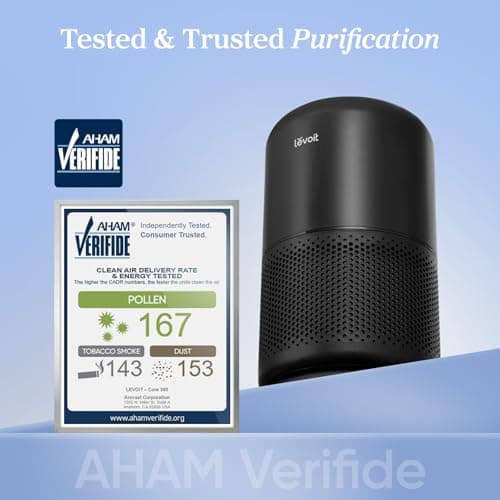 Levoit Air Purifiers Large Room Bedroom Home Up to 1073 ft², AHAM VERIFIDE, 4 Customized Replacement Filters Remove Allergies Pollen Dust Smoke Odor, Air Cleaner with Sleep Mode, Core 300-P Black