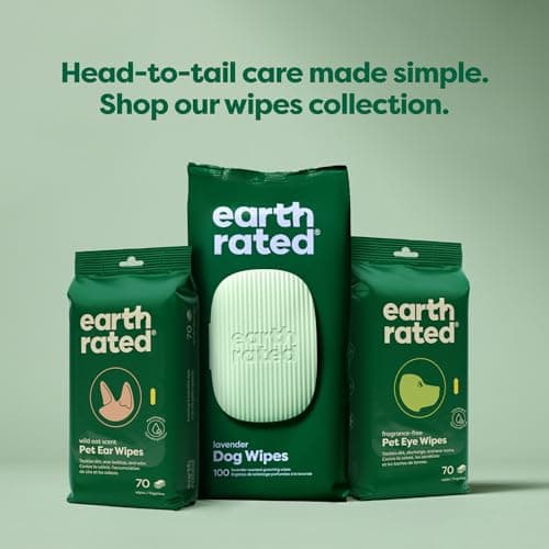 Earth Rated (A Canadian Company) Pet Wipes for Dogs and Cats, Hypoallergenic, Cleaning and Hydrating, for Grooming Paws, Body and Butt, Unscented, 100 Count — view 9
