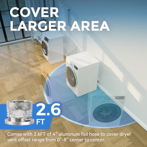 JEEVONY Magnetic Dryer Vent Coupling DV180 Airtight Seal Dryer Vent Connector Kit Easy to Clean Quick Connector Including a 2.6ft 4" Duct and two Clamps — view 2