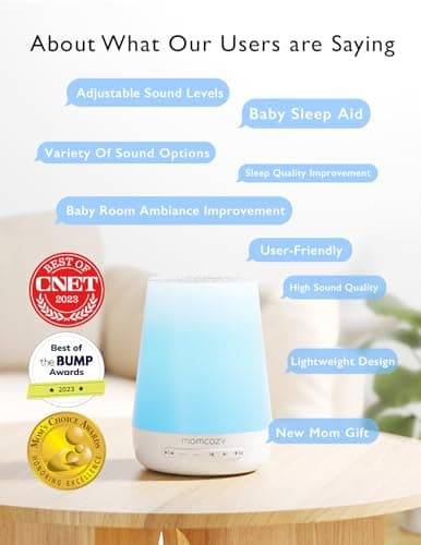 Baby Sound Machine, Momcozy White Noise Machine for Baby Sleeping with Night Light, Toddler Sleep Trainer 34 Soothing Sleep Sounds, Timer, App Remote Control, Personal Sleep Routine Alarm Clock(Blue) — view 2