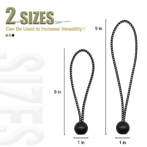 30 Pack Ball Bungee Cord, 6 Inch Heavy Duty Bungie Cord Balls Canopy Tarp Tie Down Bungee Balls for Camping, Tents, Cargo,Holding Wire and Hoses, Patio Umbrellas, Awning (Black) — view 2