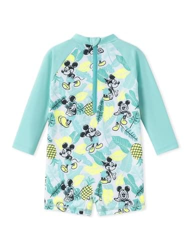 Disney Mickey Mouse Baby Boys Swimsuit Toddler Bathing Suit UPF 50+ Zipper Long Sleeves Summer Swimming Mint Green 12-18M — view 2