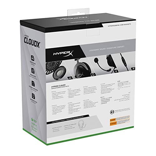 HyperX CloudX, Official Xbox Licensed Gaming Headset, Compatible with Xbox One and Series X|S, Memory Foam Ear Cushions, Detachable Noise-Cancelling Mic, in-line Audio Controls,Black/ Silver — view 7