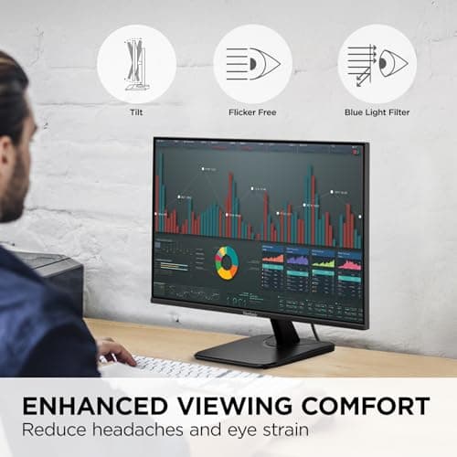 ViewSonic VA2456A-MHD 24 Inch 1080p Monitor, IPS Display with 120Hz for Enhanced Home and Office Productivity, Eye Care Technology, HDMI, DisplayPort, and VGA Inputs — view 3