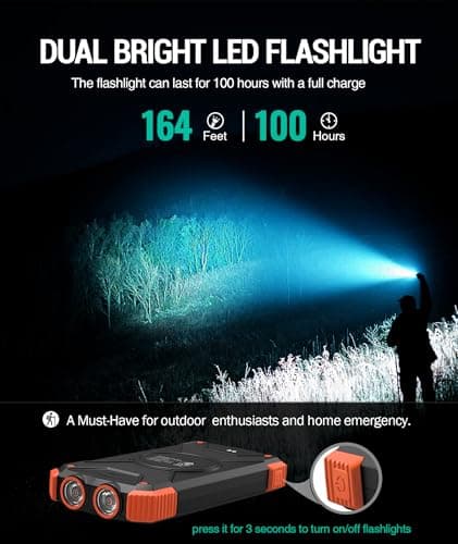 BLAVOR Solar Power Bank 10,000mAh, Portable Wireless Charger, 20W Fast Charging External Battery Pack with USB C for Cell Phones, Solar Panel Charging with Dual Flashlight for Camping — view 6