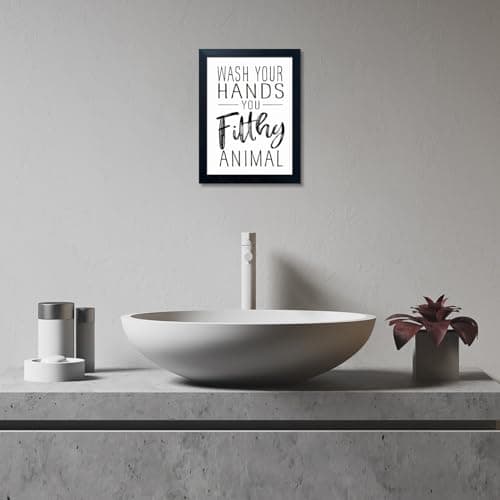 Bathroom Quotes Wall Decor, Black and White Bathroom Wall Art, Toilet Decor Signs Small Black Framed Canvas Art for Kid's Washroom — view 5