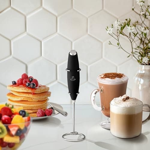 Zulay Kitchen Powerful Milk Frother Wand With Duracell Batteries - Ultra Fast Handheld Drink Mixer - Electric Whisk Foam Maker for Coffee, Lattes, Cappuccino & Matcha - Z1 Motor - Black — view 5