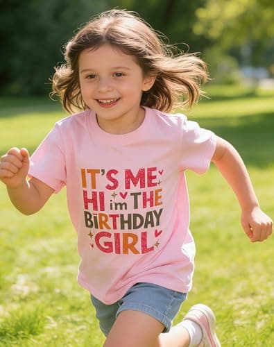 Cozkkidx 6th 7th Birthday Shirt Girl, Its Me Hi Im the Birthday Girl Letter Printed T-Shirt Cotton Short Sleeve Birthday Party Tee, Pink 6-7t — view 5