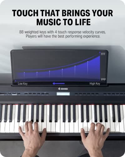 Donner DEP-20 Beginner Digital Piano 88 Key Full Size Weighted Keyboard, Portable Electric Piano with Sustain Pedal, Power Supply — view 4