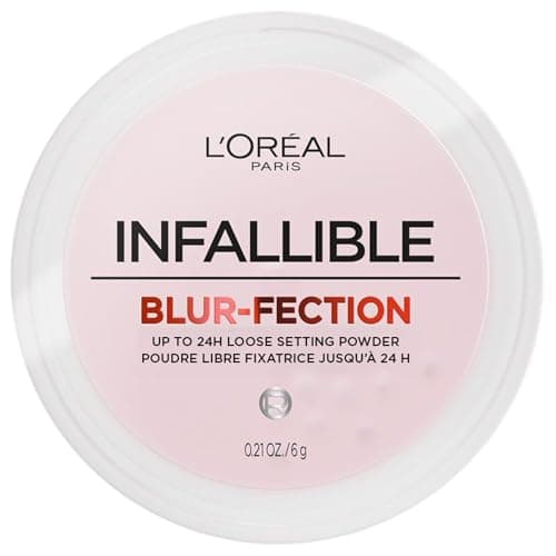 L'Oréal Paris Infallible Blur-Fection Loose Powder, Brightening Pink Setting Powder with Soft Matte Finish, Locks in Makeup for Up to 24H, 10 Light Pink, 6g
