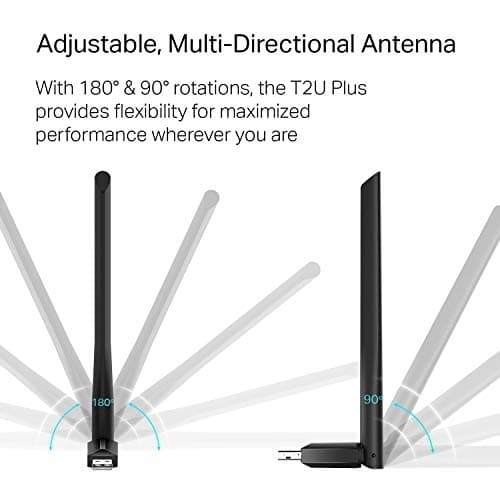 TP-Link AC600 USB WiFi Adapter for Desktop PC (Archer T2U Plus)- Wireless Network Adapter for Desktop with 2.4GHz, 5GHz High Gain Dual Band 5dBi Antenna, Supports Win11/10/8.1/8/7/XP, Black — view 2