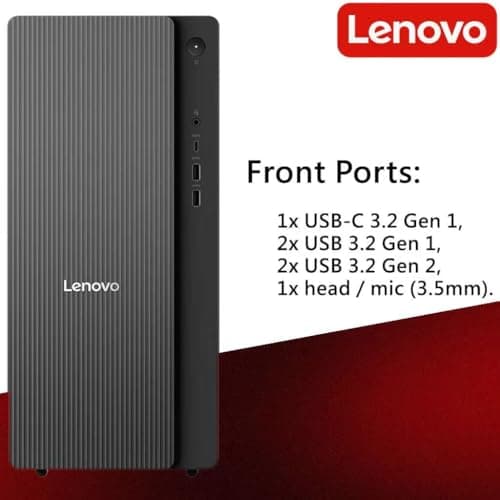 Lenovo IdeaCentre Secure & Productive Business Tower Desktop, Intel 10-Core Ultra 5 225, 8GB DDR5 RAM, 756GB Storage(256GB SSD & 500GB HDD), HDMI + VGA, Wi-Fi 6E, RJ-45, USB-C, Windows 11 Pro — view 2
