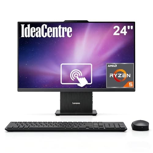 Lenovo 24" Touchscreen IdeaCentre All-in-One Desktop Computer • 6-core AMD Ryzen 5 Processor • 16GB DDR5 • 512GB SSD • Wireless KB&Mouse • Wireless Charging Base • Windows 11