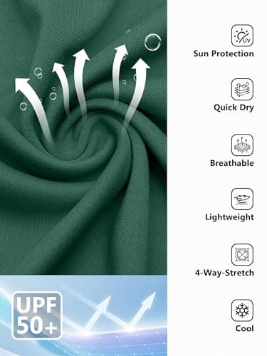 TUREFACE Mens UPF 50+ UV Sun Protection Long Sleeve Shirt Quick Dry Rash Guard T-Shirts for Outdoor Activities Spruce Green X-Large — view 4