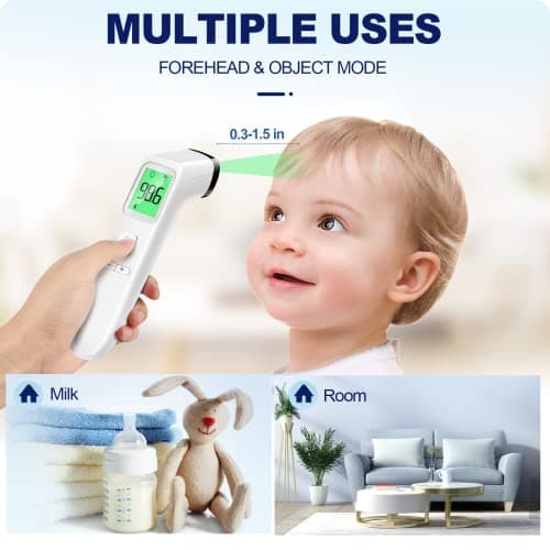 No-Touch Thermometer for Adults and Kids, Accurate Digital Baby Thermometer, Fever Alarm & Silent Mode, 2 in 1 Forehead & Object Mode — view 3