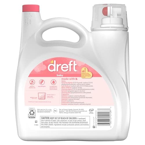 Dreft Baby Liquid Laundry Detergent, Gentle on Sensitive Skin Laundry Soap, 150 fl oz, 114 Loads (Packaging May Vary) — view 12