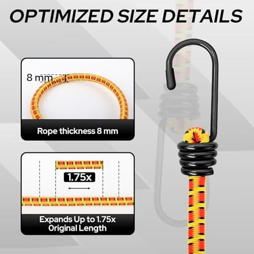 WynWerth 12PCS Bungee Cords Heavy Duty Outdoor, 15" 18" 24" 35" — view 3