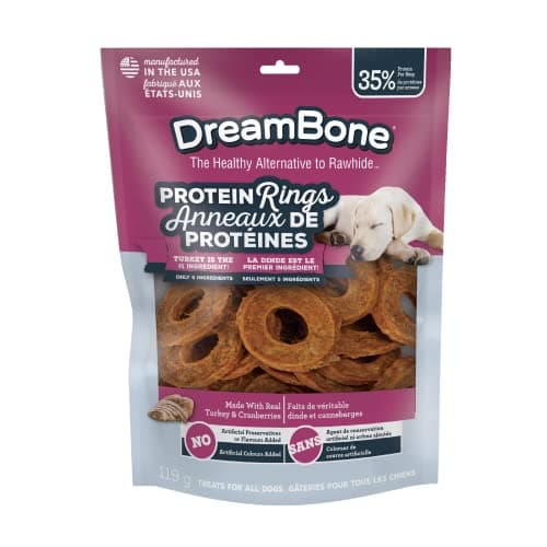 DreamBone Protein Rings with Real Turkey & Cranberries, 119 g, Rawhide-Free Protein Ring Chews, Artificial Free, for All Dogs