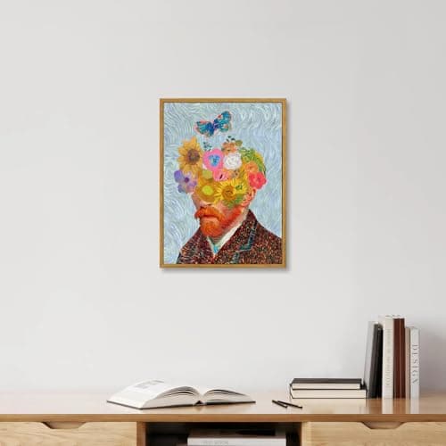 KBKBART Gold Framed Van Gogh Wall Art, Vintage Abstract Wheat Field with Cypress Canvas Impressionist Oil Painting, Farmhouse Country Landscape Wall Decor, Van Gogh Poster Art Prints for Bedroom — view 4