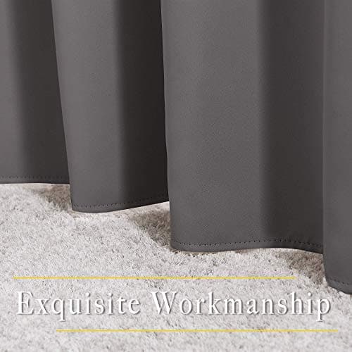 NICETOWN Gray Blackout Curtains for Bedroom 84 inches Long - Thermal Drapes Grommet Room Darkening Light Blocking Curtains Window Treatments for Living Room (2 Panels, W52 x L84, Grey) — view 5