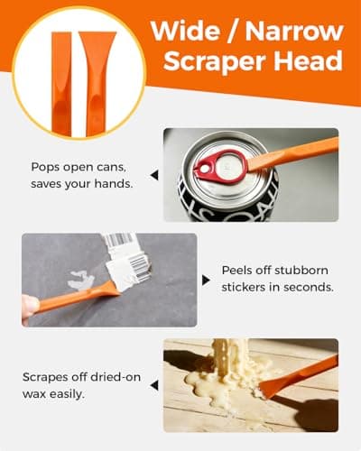 12Pcs Plastic Scraper Tool, Crevice Cleaning Tool, Non-Scratch Car Detailing Supplies for Cleaning, Versatile Label/Sticker Remover & Peeler Tool for Tight Spaces (Orange-12Pcs) — view 3