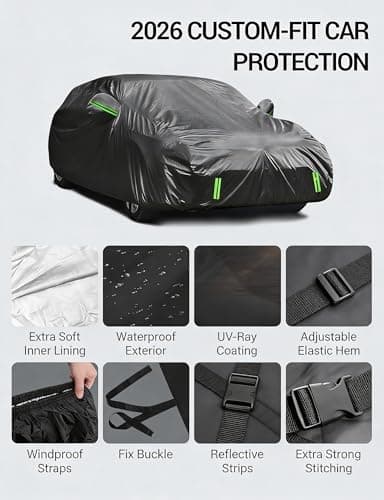 Proadsy Car Cover Compatible with 2011-2025 Dodge Durango 6 Layers Windproof All Weather Waterproof Sun Rain UV Dust Snow Protection SUV Outdoor Covers — view 7